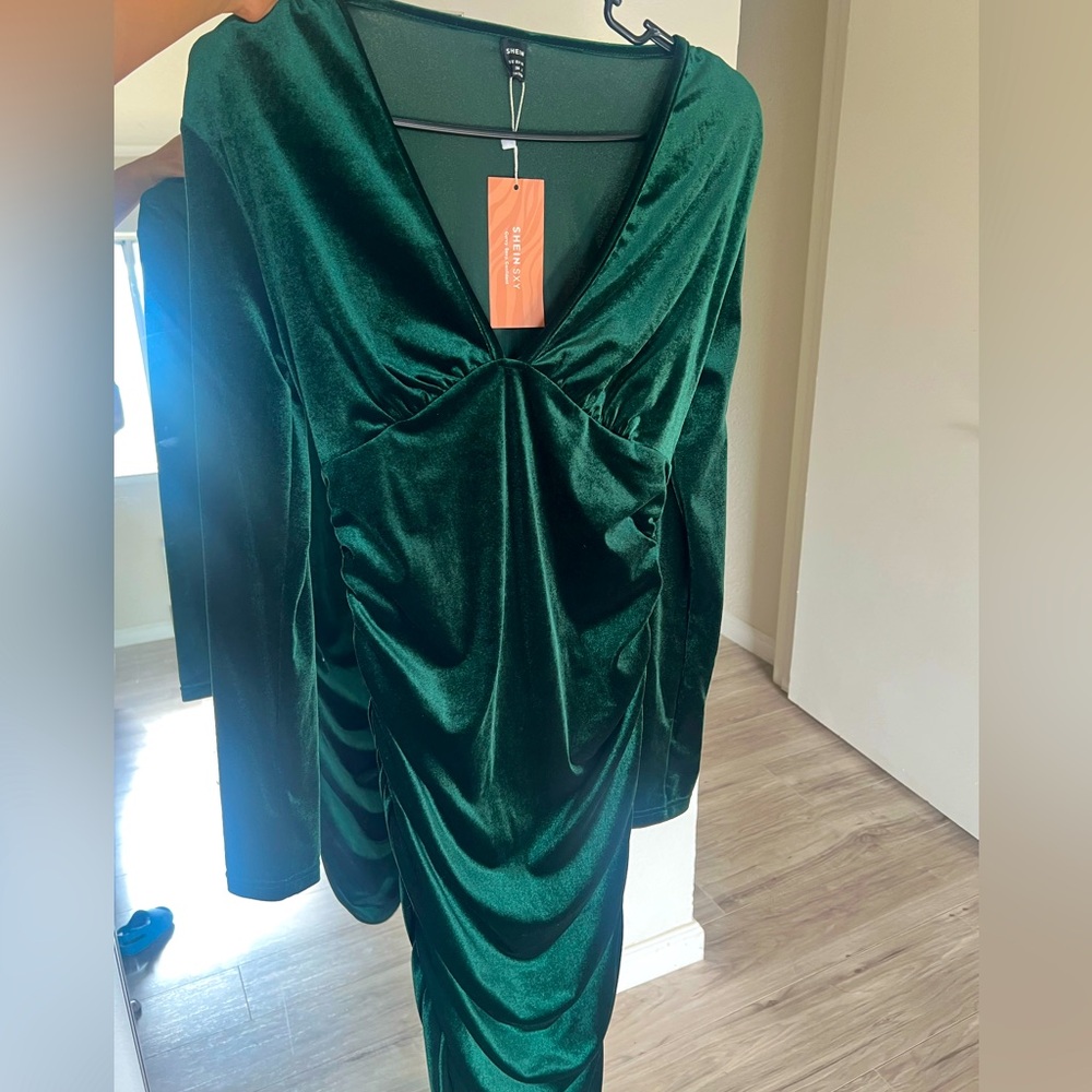 Emerald Green Velvet Dress